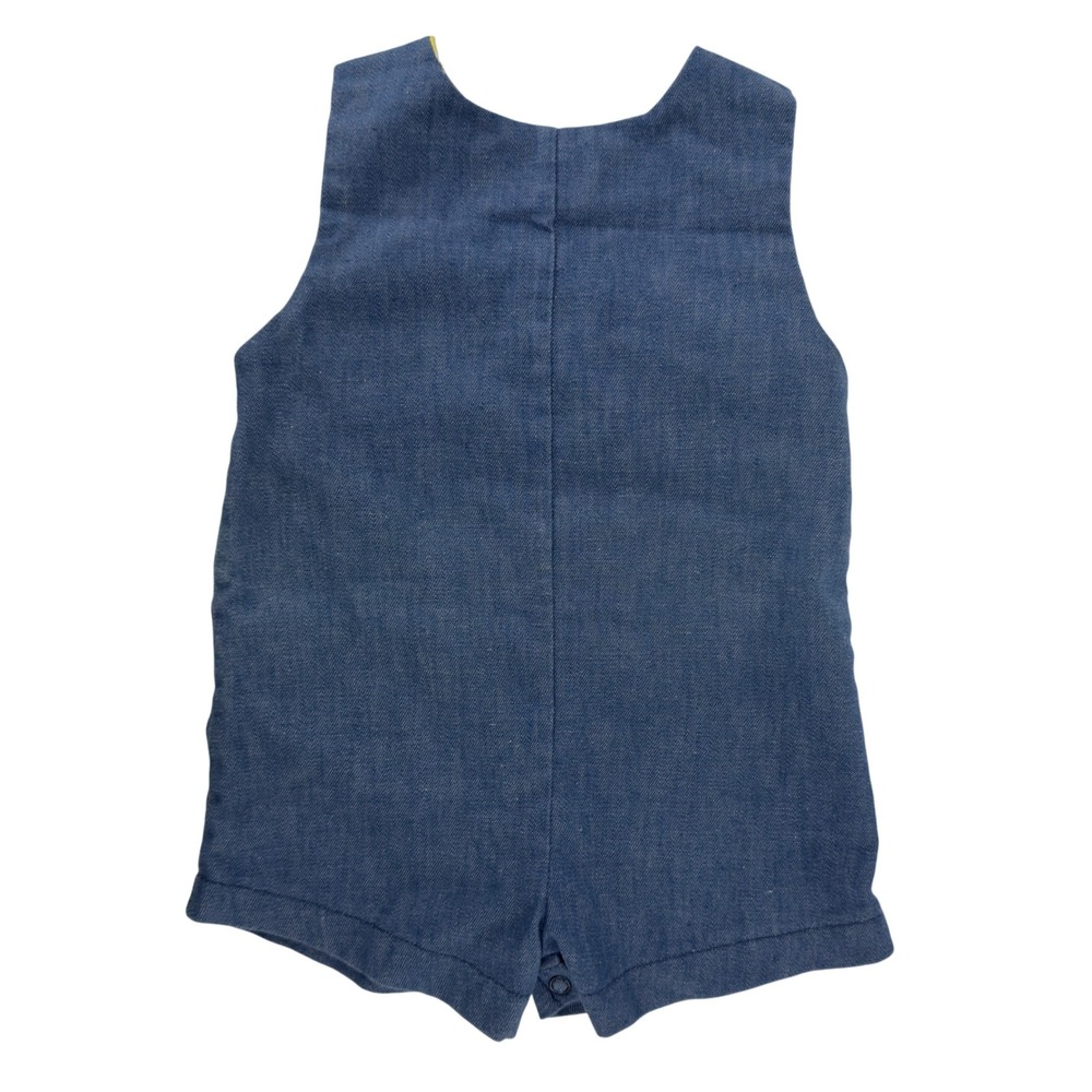 Vtg Alexis Chambray Yellow Embroidered Barn Romper‎ 18-25 lbs 12-18 Months USA - Picture 5 of 8